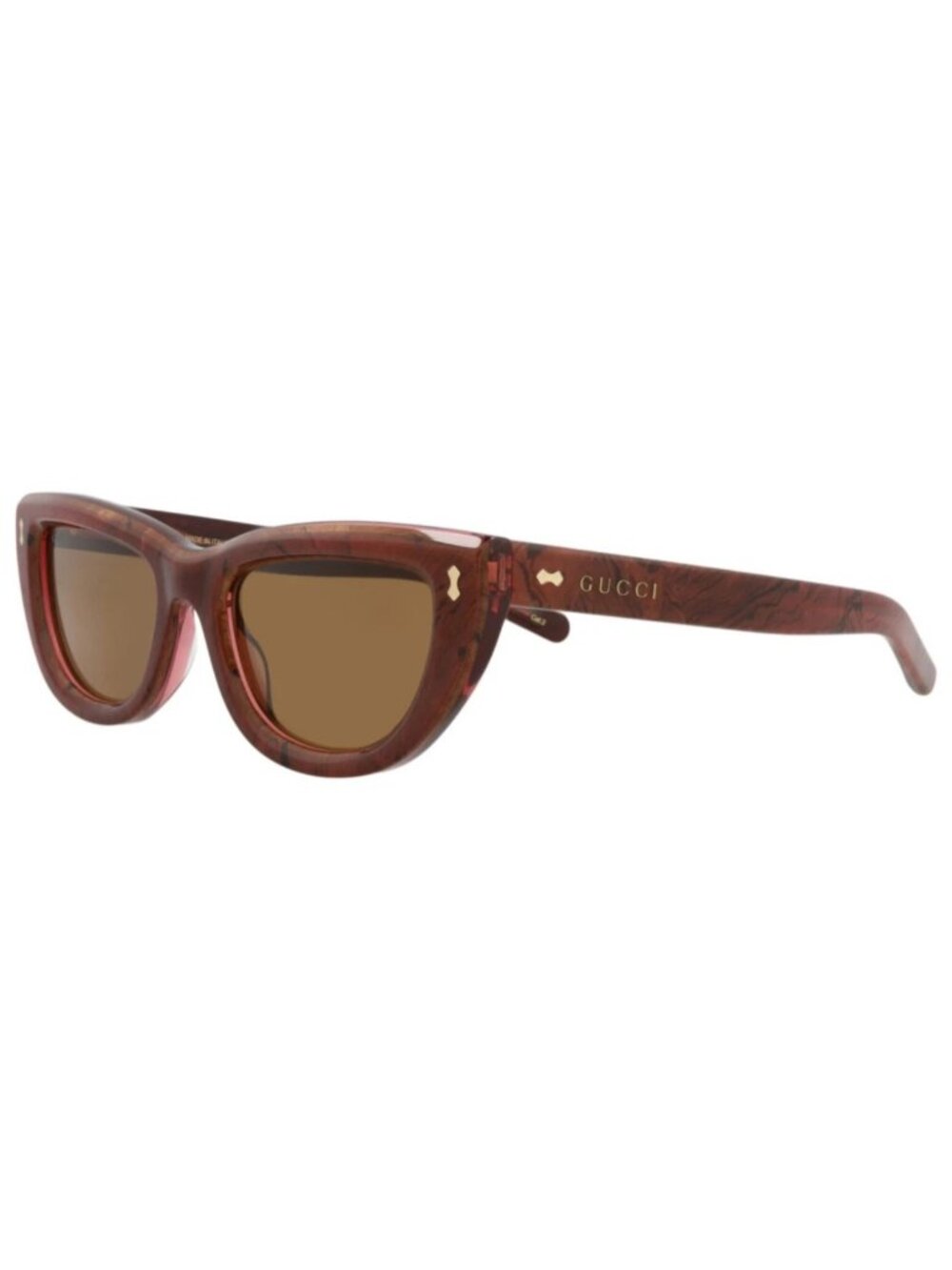 New Gucci Women's Sunglasses Cat Eye Recycled Acetate Frame Pink Pink Brown